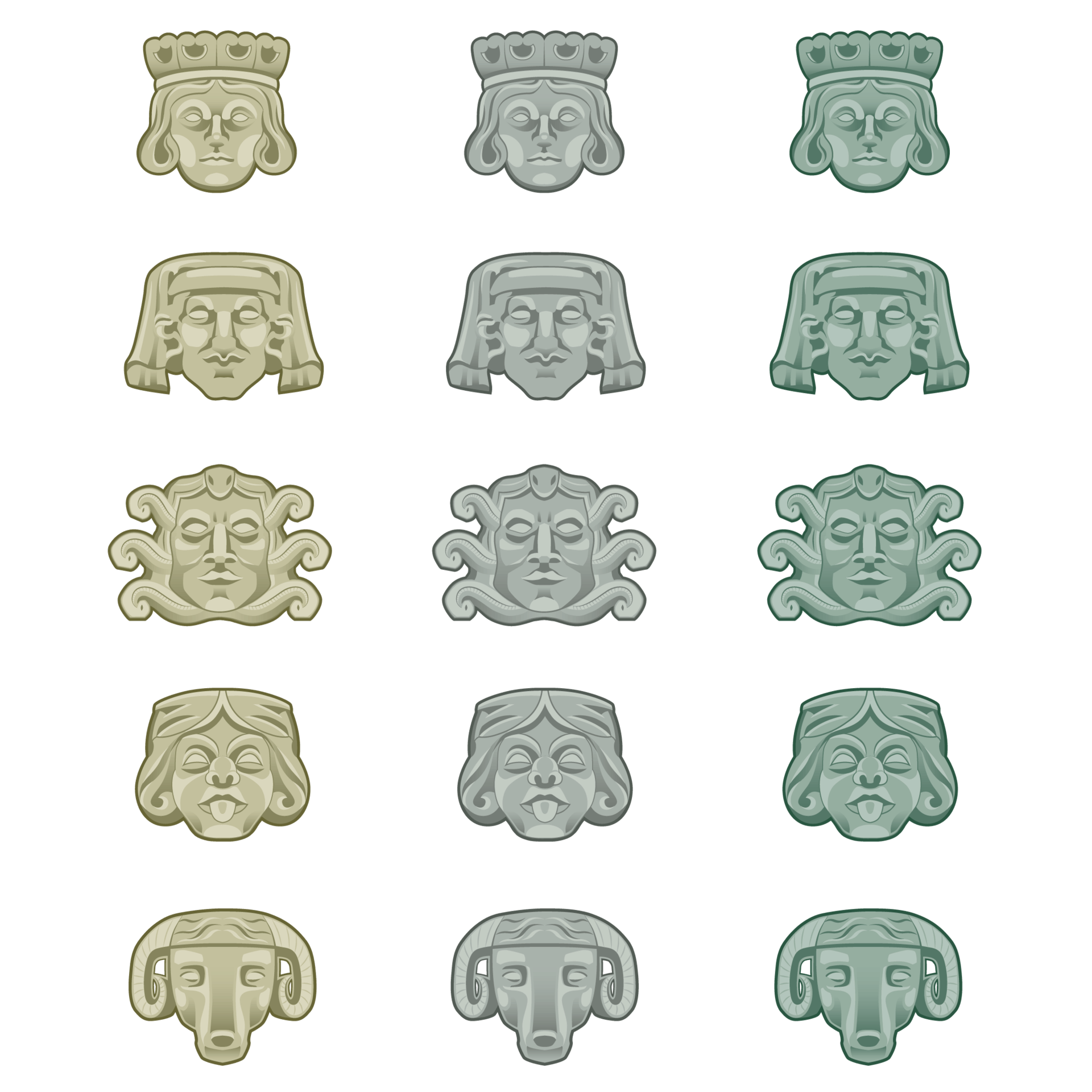 graphic designs of the grotesque faces from grove arcade