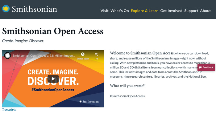 smithsonian open access homepage